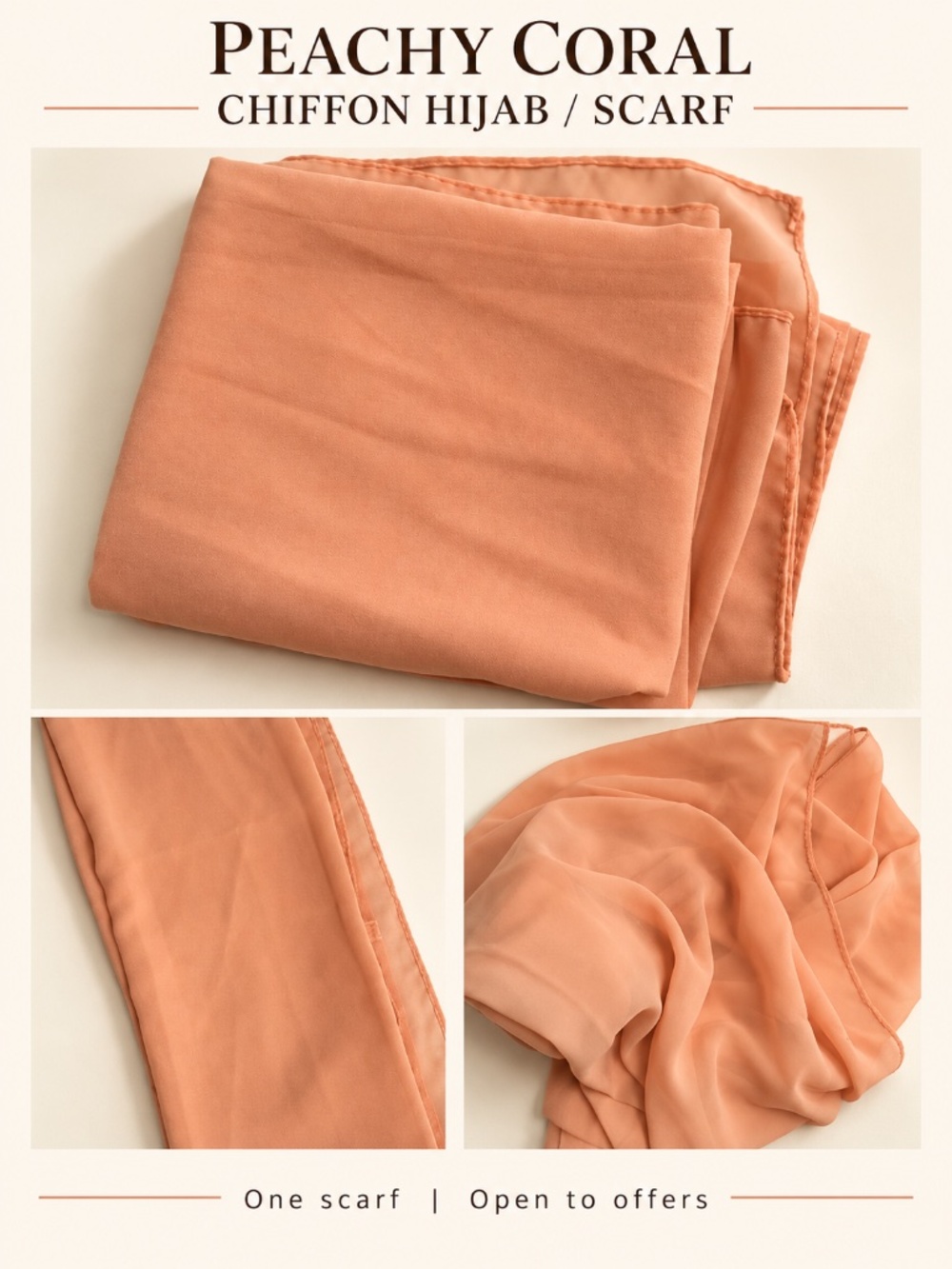 Peachy Coral Chiffon Hijab